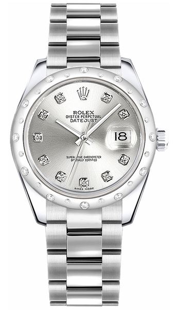 Rolex DateJust 31 Silver Diamond Watch 178344-0032